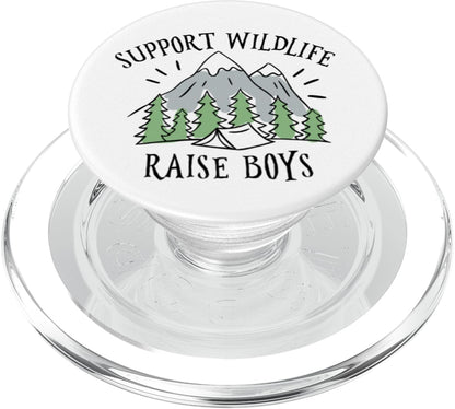 Boy Mom Support Wildlife Raise Boys Outdoor Mountain Mama PopSockets PopGrip: Swappable Grip for Phones & Tablets PopSockets PopGrip for MagSafe