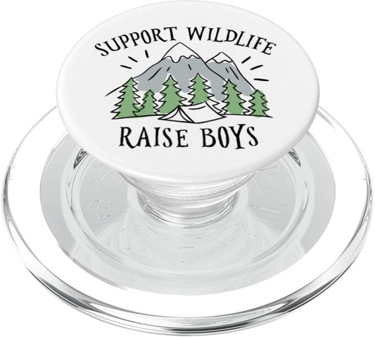 Boy Mom Support Wildlife Raise Boys Outdoor Mountain Mama PopSockets PopGrip: Swappable Grip for Phones & Tablets PopSockets PopGrip for MagSafe